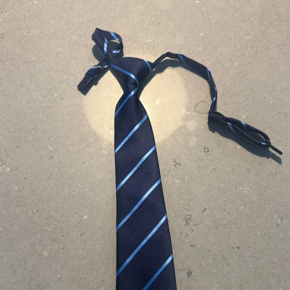 The Children's Place Navy and Light Blue Adjustable Striped Tie Age 4-7